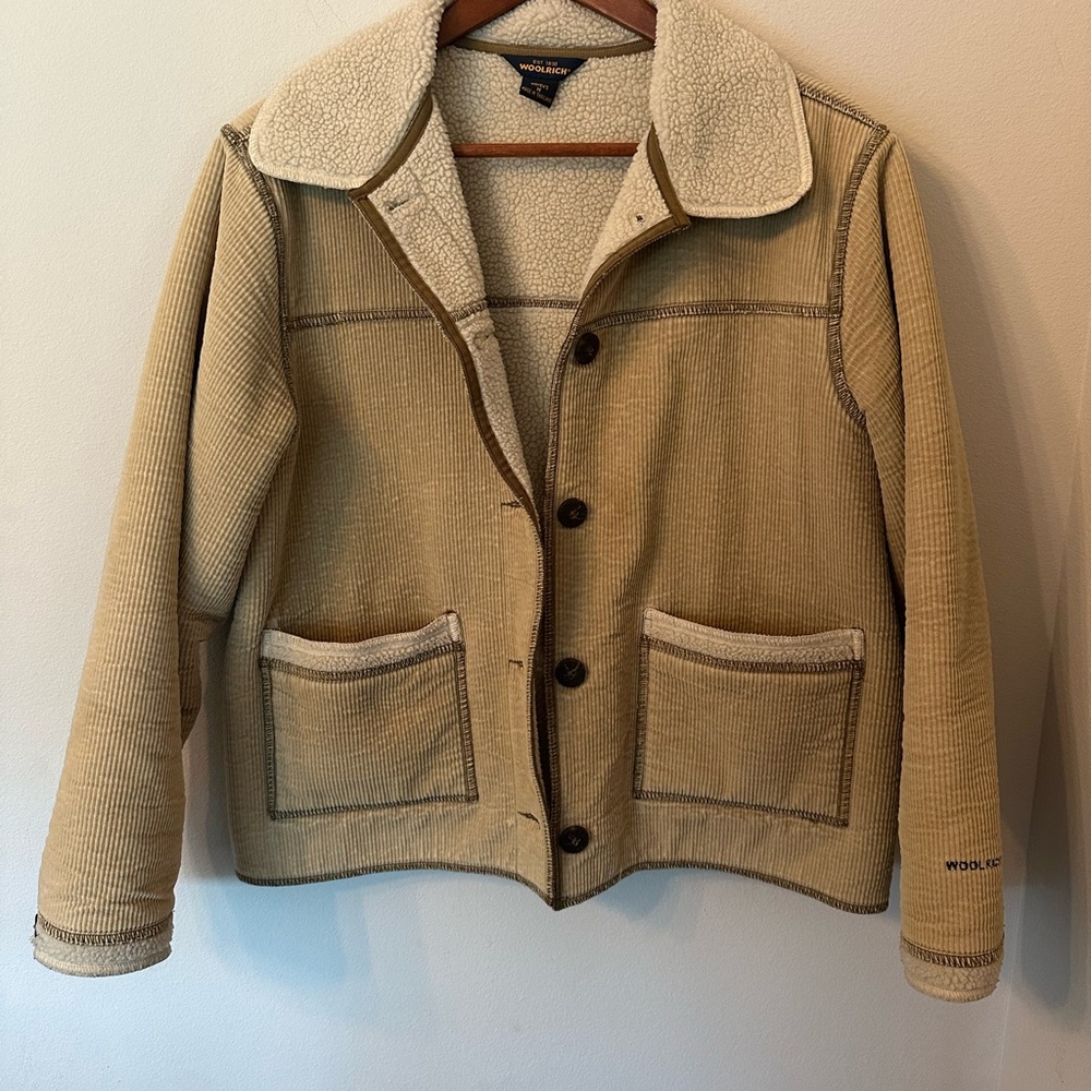 Woolrich Beige Corduroy Jacket with Sherpa Collar medium